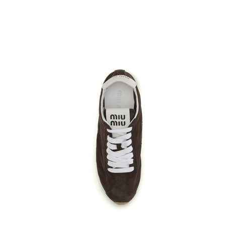 Miu Miu Brown Calf Leather Bos Taurus Low Top Sneakers