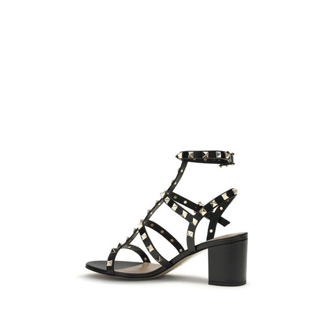 Valentino Garavani Black Calf Leather Bos Taurus Platform Sandals Valentino Garavani