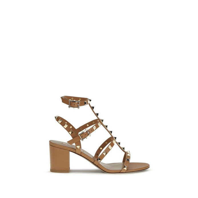 Valentino Garavani Beige Calf Leather Bos Taurus Strap-On Sandals Valentino Garavani