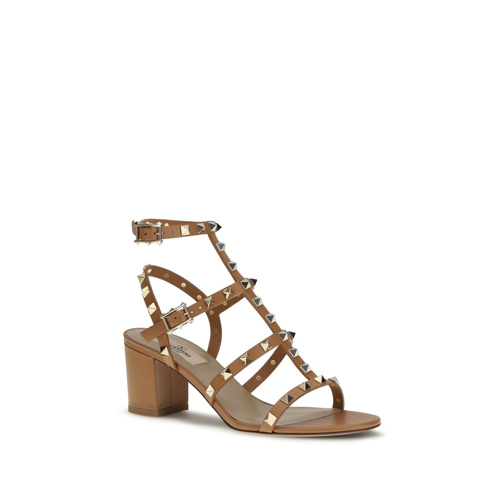 Valentino Garavani Beige Calf Leather Bos Taurus Strap-On Sandals Valentino Garavani