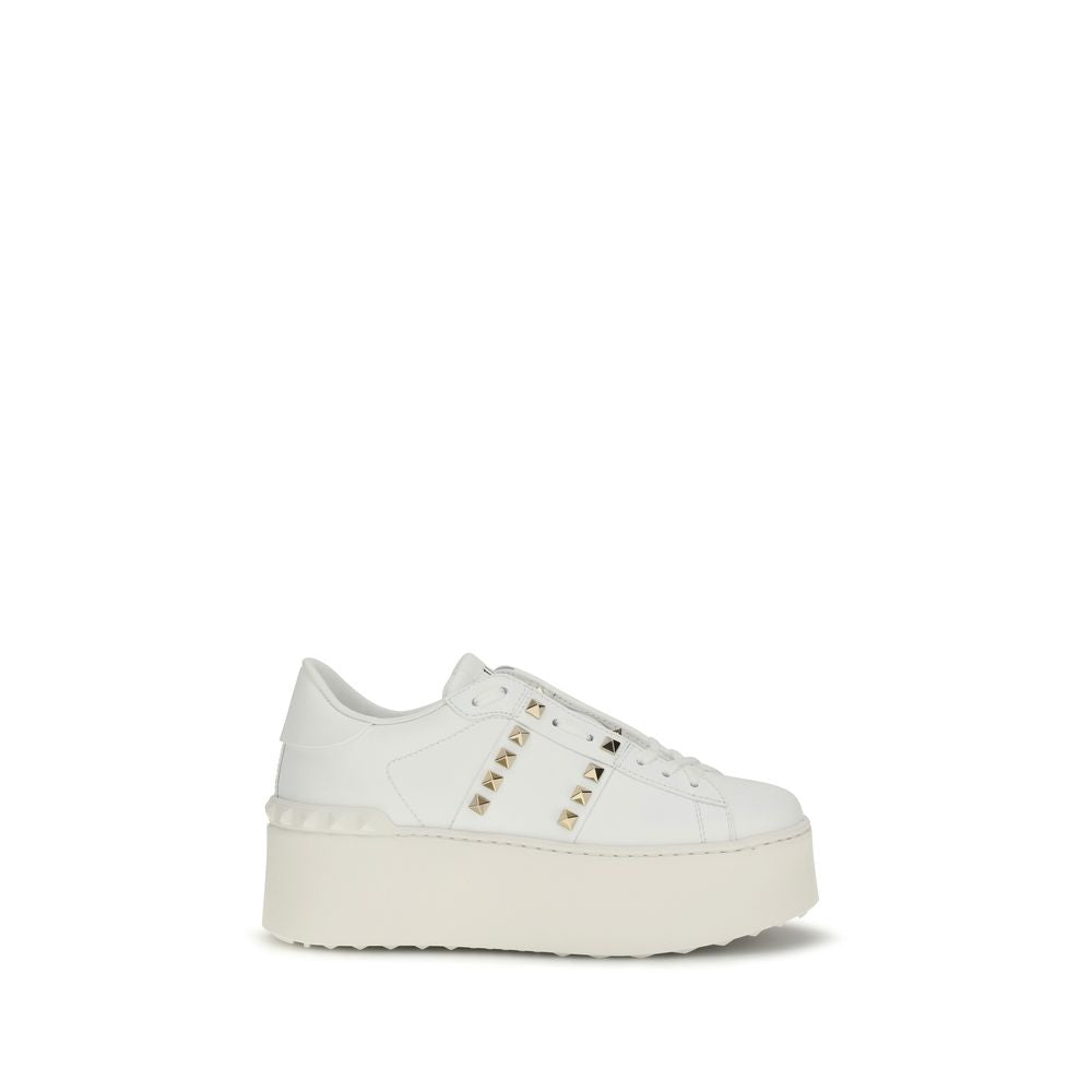 Valentino Garavani White Calf Leather Bos Taurus Platform Sneakers Valentino Garavani