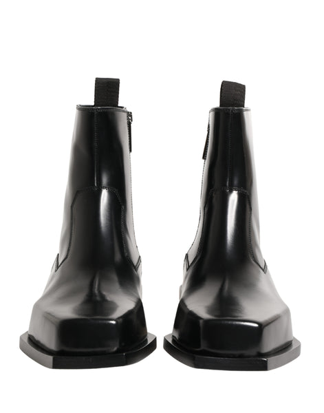 Bottines Dolce &amp; Gabbana en cuir noir avec fermeture éclair