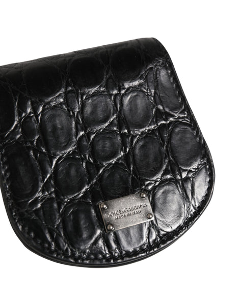 Dolce & Gabbana Black Exotic Skin Condom Case Holder Pocket Wallet