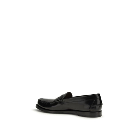 Prada Black Calf Leather Bos Taurus Slip-On Loafers Prada