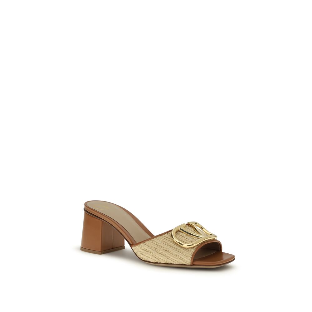 Valentino Garavani Beige Calf Leather Bos Taurus Platform Sandals Valentino Garavani