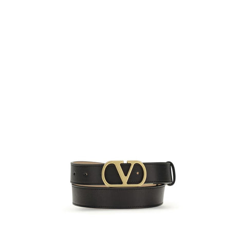 Valentino Garavani Black Calf Leather Bos Taurus Regular Belt Valentino Garavani