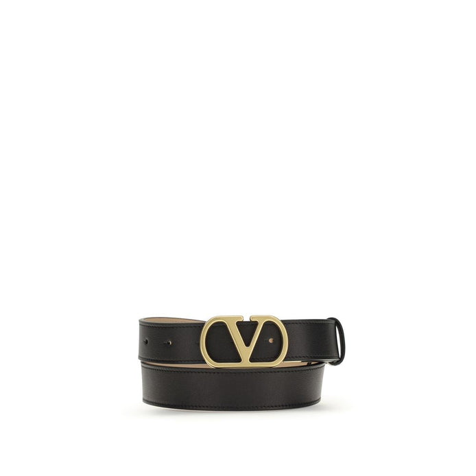 Valentino Garavani Black Calf Leather Bos Taurus Regular Belt Valentino Garavani