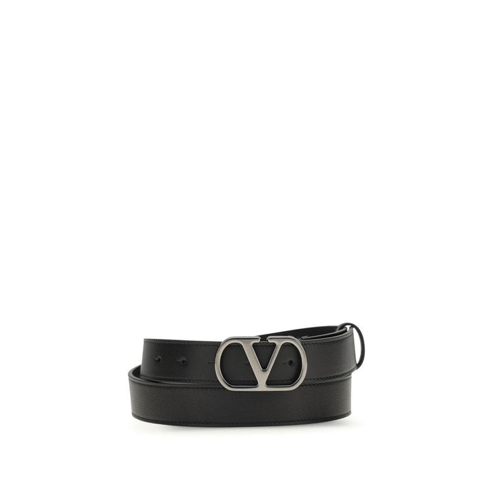 Valentino Garavani Black Calf Leather Bos Taurus Regular Belt Valentino Garavani