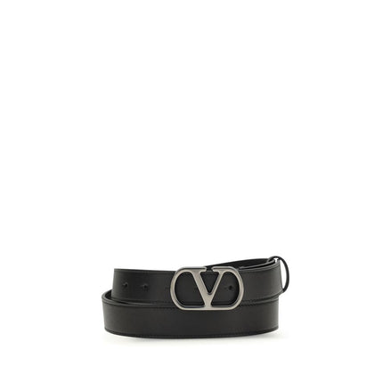 Valentino Garavani Black Calf Leather Bos Taurus Regular Belt Valentino Garavani