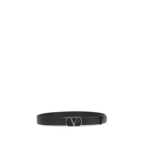 Valentino Garavani Black Calf Leather Bos Taurus Regular Belt Valentino Garavani