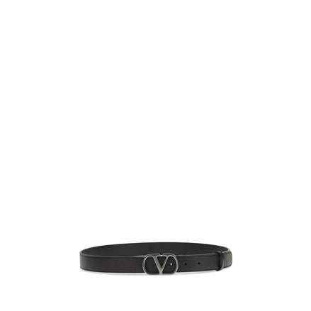 Valentino Garavani Black Calf Leather Bos Taurus Regular Belt Valentino Garavani