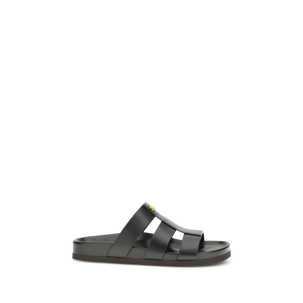 Valentino Garavani Black Calf Leather Bos Taurus Sandals Valentino Garavani