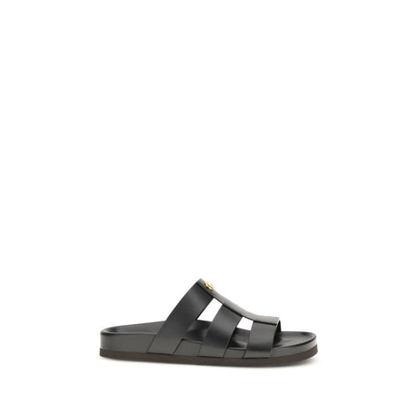 Valentino Garavani Black Calf Leather Bos Taurus Sandals Valentino Garavani