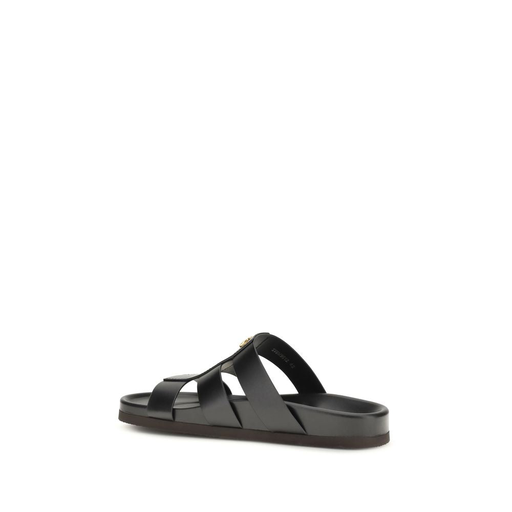 Valentino Garavani Black Calf Leather Bos Taurus Sandals Valentino Garavani