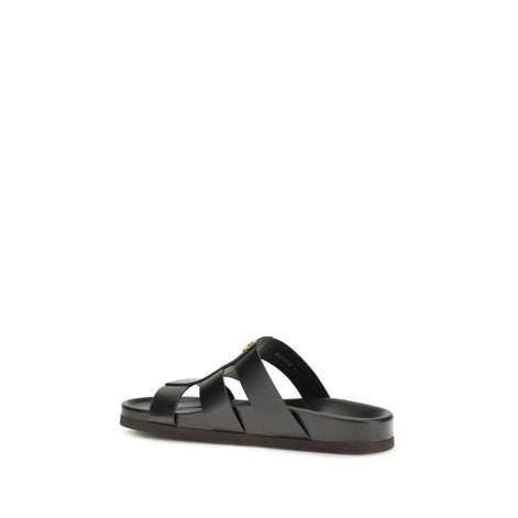 Valentino Garavani Black Calf Leather Bos Taurus Sandals Valentino Garavani