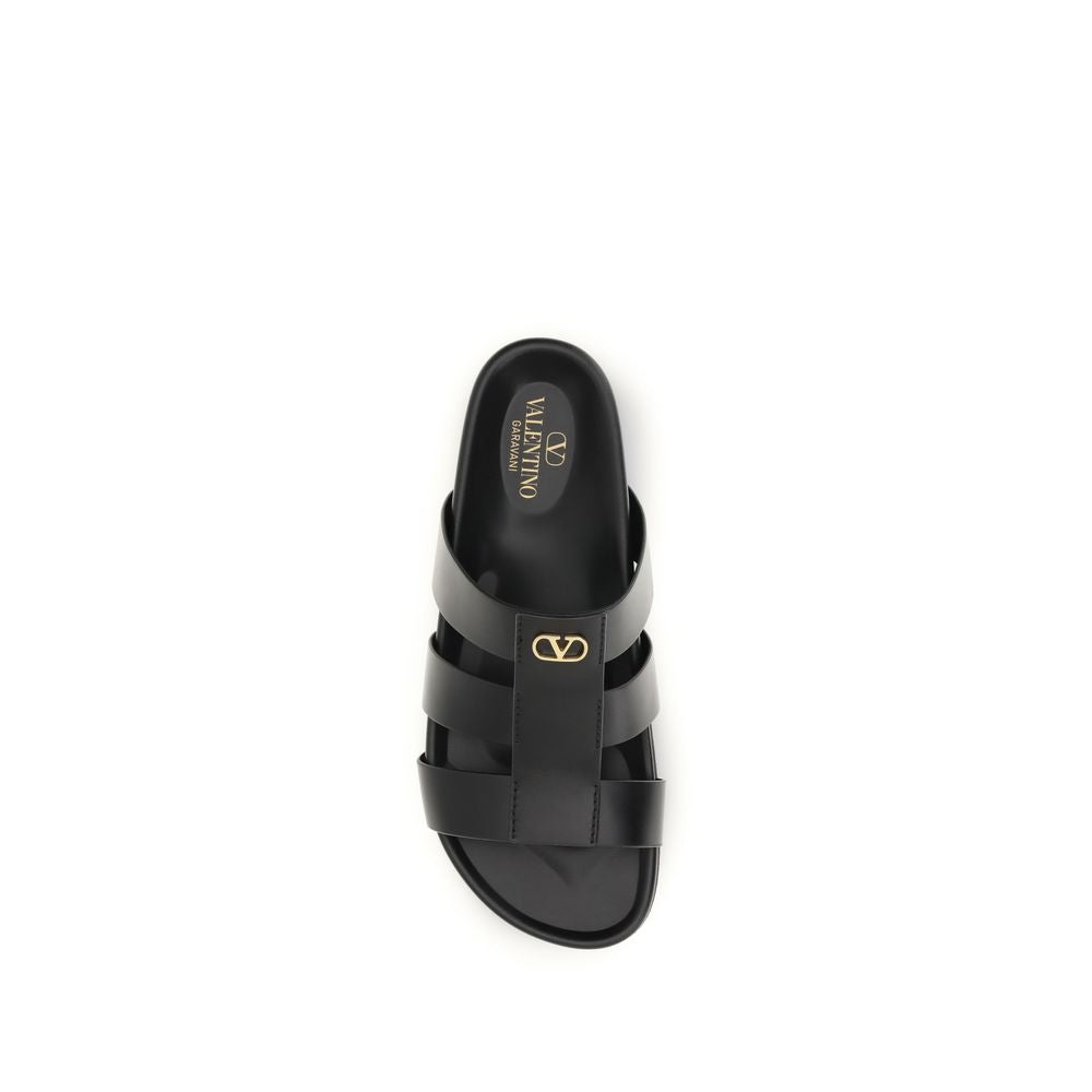 Valentino Garavani Black Calf Leather Bos Taurus Sandals Valentino Garavani