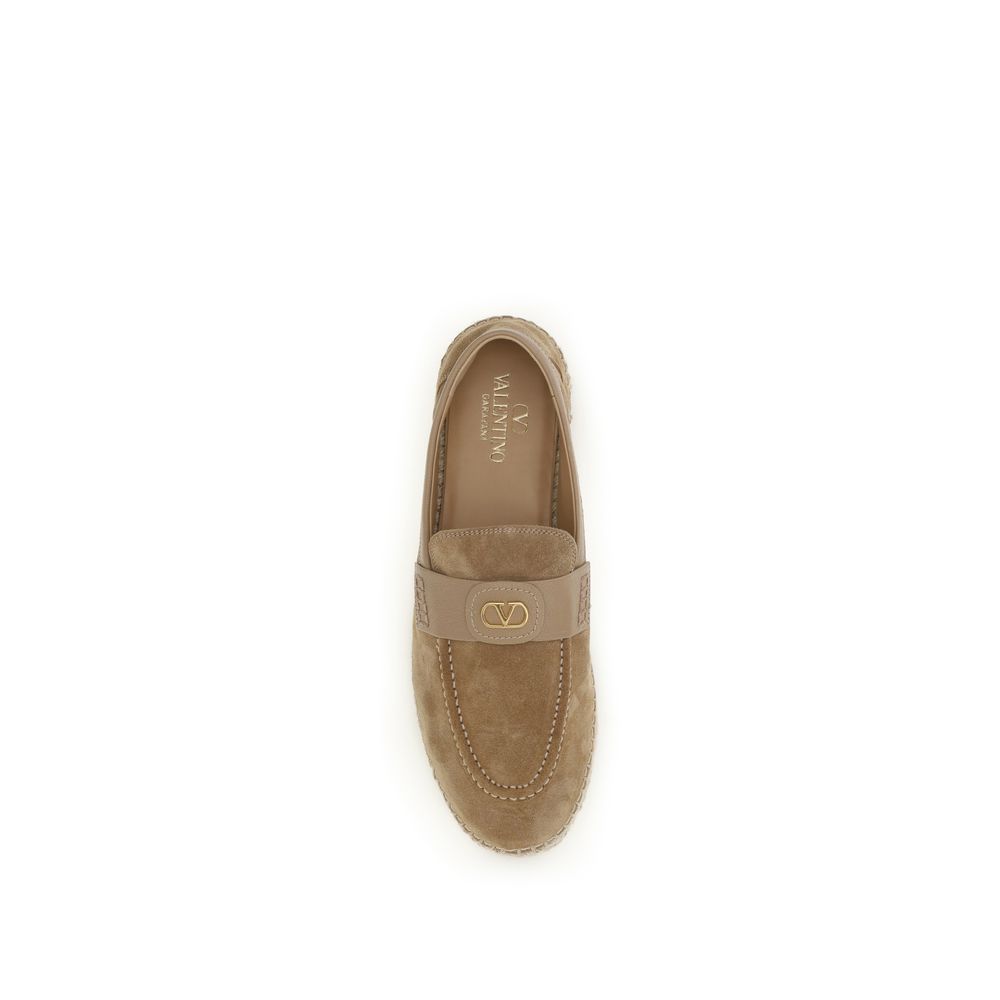 Valentino Garavani Beige Calf Leather Bos Taurus Espadrilles Valentino Garavani