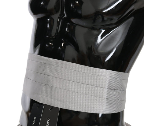 Dolce & Gabbana Gray Men Waist Belt 100% Silk Cummerbund Dolce & Gabbana