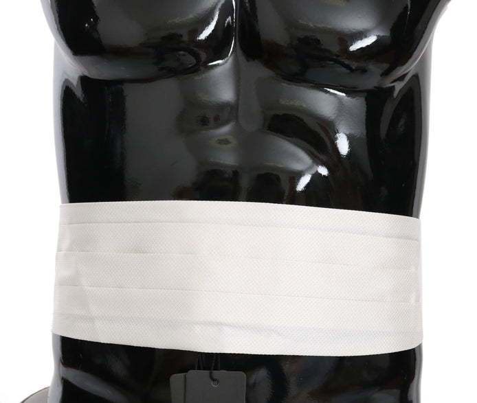 Dolce & Gabbana White Men Waist Belt 100% Silk Cummerbund Dolce & Gabbana