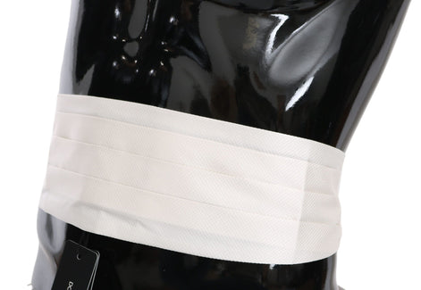 Dolce & Gabbana White Men Waist Belt 100% Silk Cummerbund Dolce & Gabbana