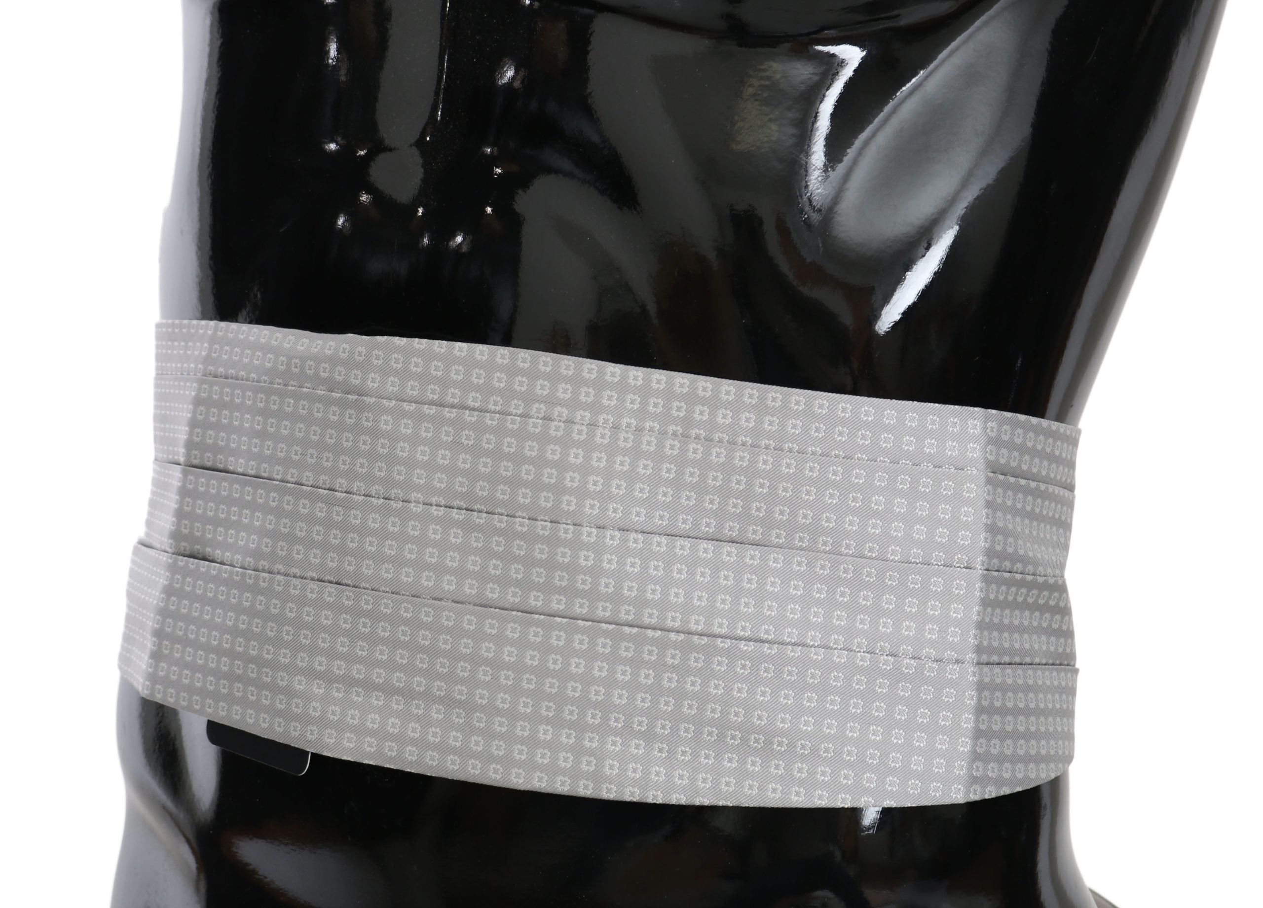 Dolce & Gabbana Gray Patterned Waist Belt Silk Cummerbund Dolce & Gabbana
