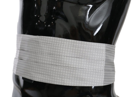 Dolce & Gabbana Gray Patterned Waist Belt Silk Cummerbund Dolce & Gabbana