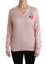 Dolce & Gabbana Pink Floral Embellished Pullover Silk Sweater Dolce & Gabbana