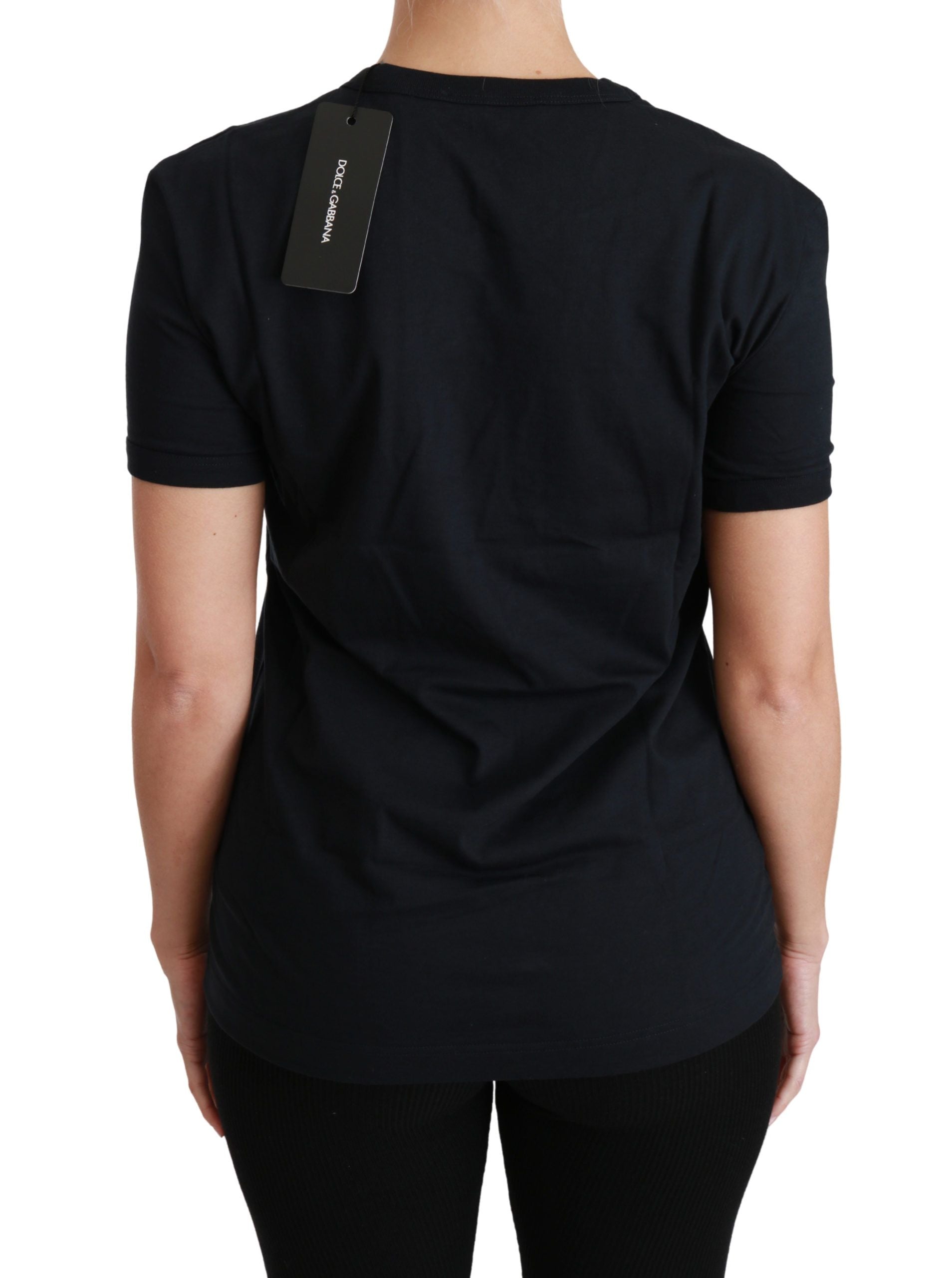 Dolce & Gabbana Blue Amore Patch Crewneck Cotton Top T-shirt Dolce & Gabbana