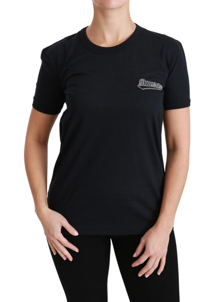 Dolce & Gabbana Blue Amore Patch Crewneck Cotton Top T-shirt Dolce & Gabbana