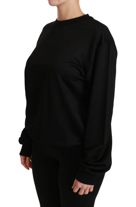 Dolce & Gabbana Black Cotton Crewneck Pullover Sweater Dolce & Gabbana