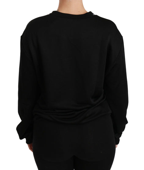 Dolce & Gabbana Black Cotton Crewneck Pullover Sweater Dolce & Gabbana