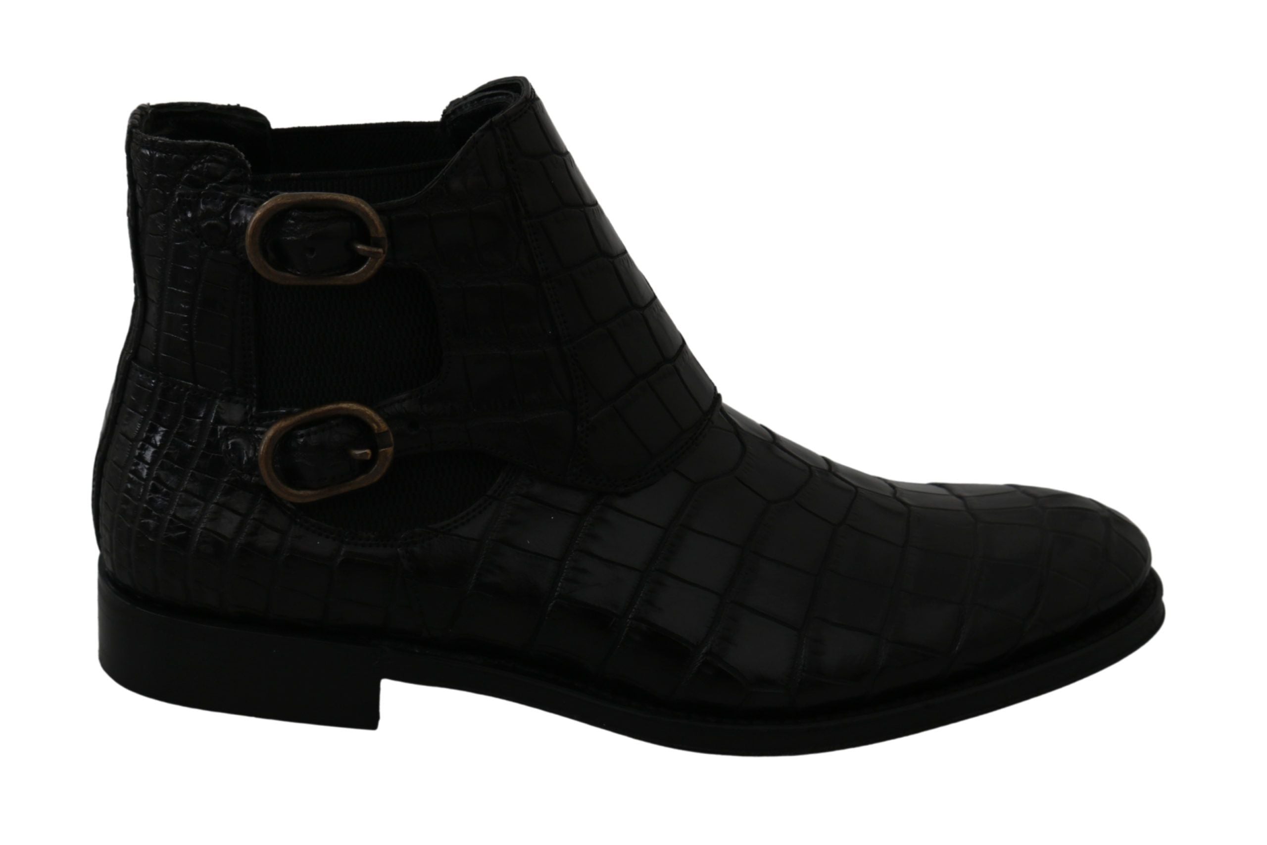 Dolce & Gabbana Black Crocodile Leather Derby Boots Shoes Dolce & Gabbana