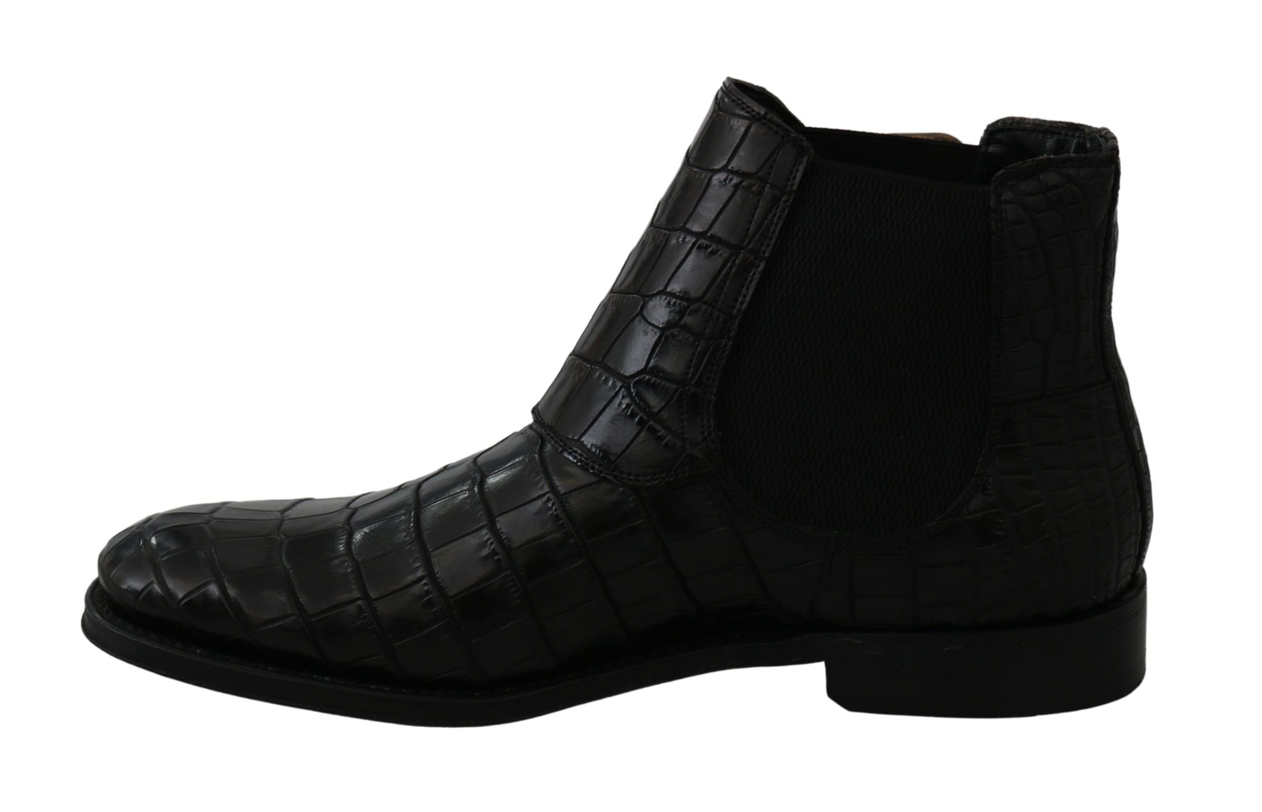 Dolce & Gabbana Black Crocodile Leather Derby Boots Shoes Dolce & Gabbana