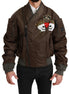 Dolce & Gabbana Brown Beaded Crown Skull Logo Jacket Dolce & Gabbana