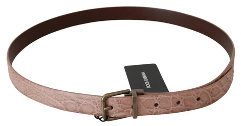 Dolce & Gabbana Beige Exotic Skin Gold Buckle Leather Belt Dolce & Gabbana