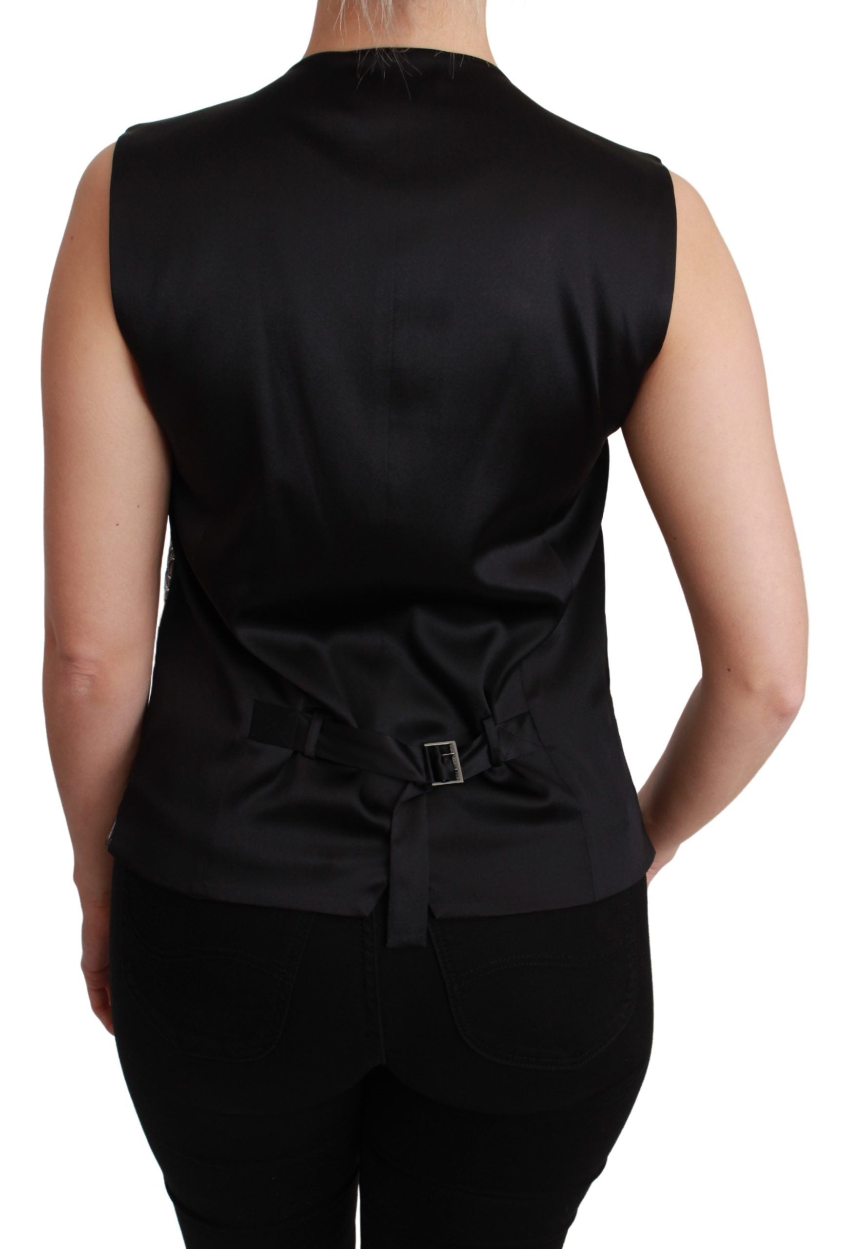 Dolce & Gabbana Silver Brocade Sleeveless Metallic Top Dolce & Gabbana