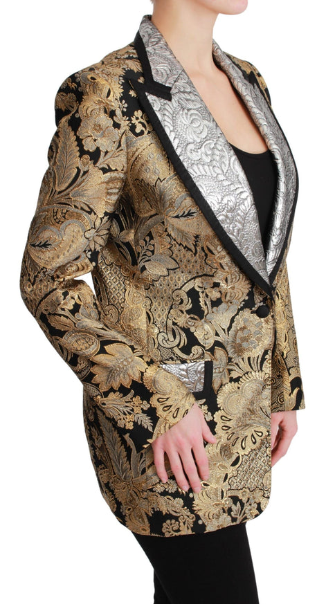 Dolce & Gabbana Black Gold Jacquard Blazer Jacket Dolce & Gabbana