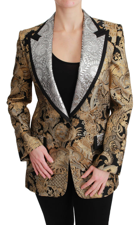 Dolce & Gabbana Black Gold Jacquard Blazer Jacket Dolce & Gabbana