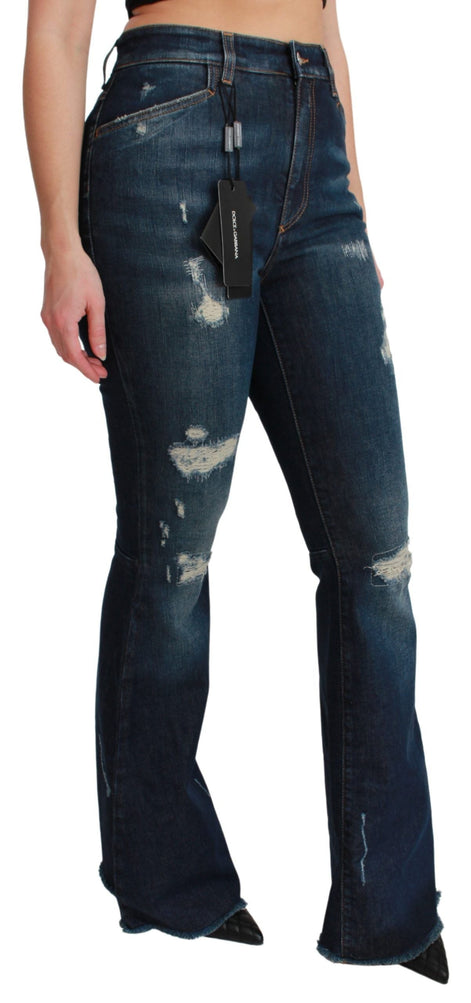 Dolce & Gabbana Blue Denim Cotton Stretch Flared Jeans Dolce & Gabbana