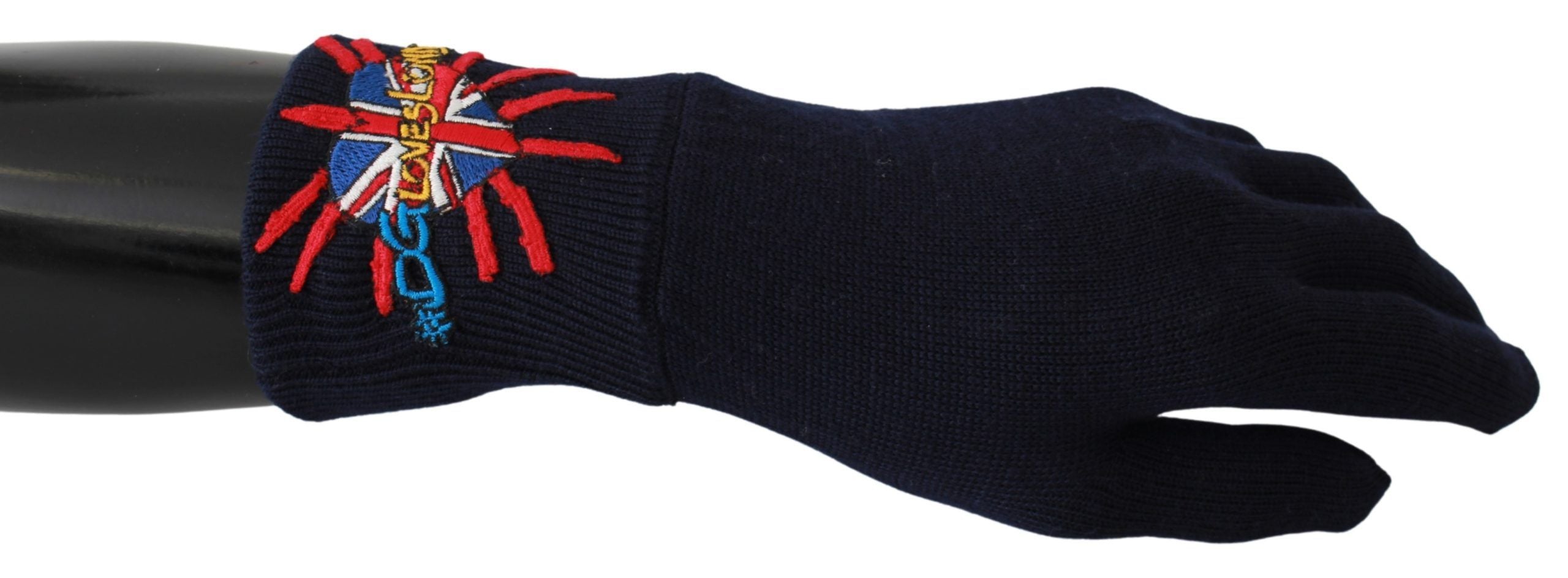 Dolce & Gabbana Blue #DGLovesLondon Embroidered Wool Gloves Dolce & Gabbana