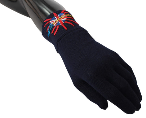 Dolce & Gabbana Blue #DGLovesLondon Embroidered Wool Gloves Dolce & Gabbana