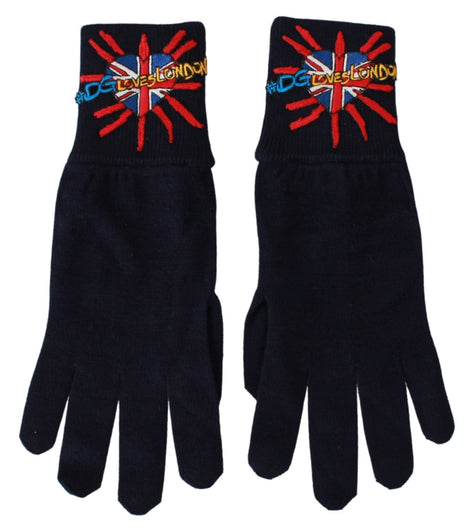 Dolce & Gabbana Blue #DGLovesLondon Embroidered Wool Gloves Dolce & Gabbana