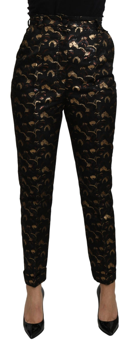Dolce & Gabbana Black Gold Brocade High Waist Pants Dolce & Gabbana