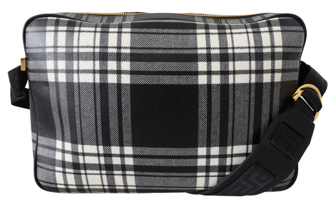 Versace Elegant Grey Leather Crossbody Bag Versace