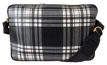 Versace Elegant Grey Leather Crossbody Bag Versace