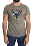Guess Brown Cotton Stretch Logo Print Men Casual Perforated T-shirt Guess