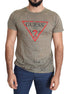 Guess Brown Cotton Stretch Logo Print Men Casual Perforated T-shirt Guess
