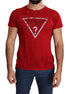 Guess Red Cotton Logo Print Men Casual Top Perforated T-shirt Guess