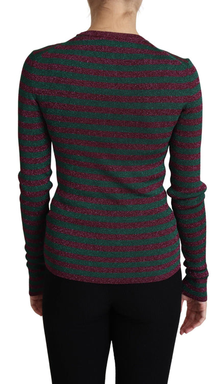 Dolce & Gabbana Multicolor Stripes Crew Neck Pullover Sweater Dolce & Gabbana