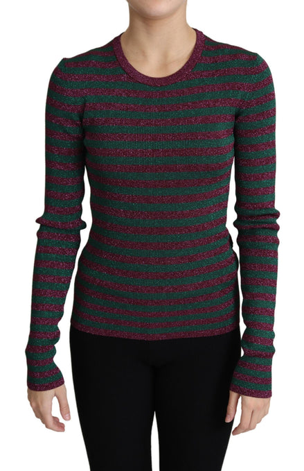 Dolce & Gabbana Multicolor Stripes Crew Neck Pullover Sweater Dolce & Gabbana